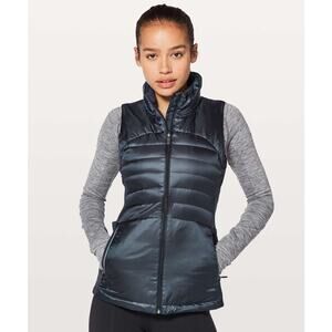 Lululemon Down For A Run Vest II Navy Quilted Reflective Size 8